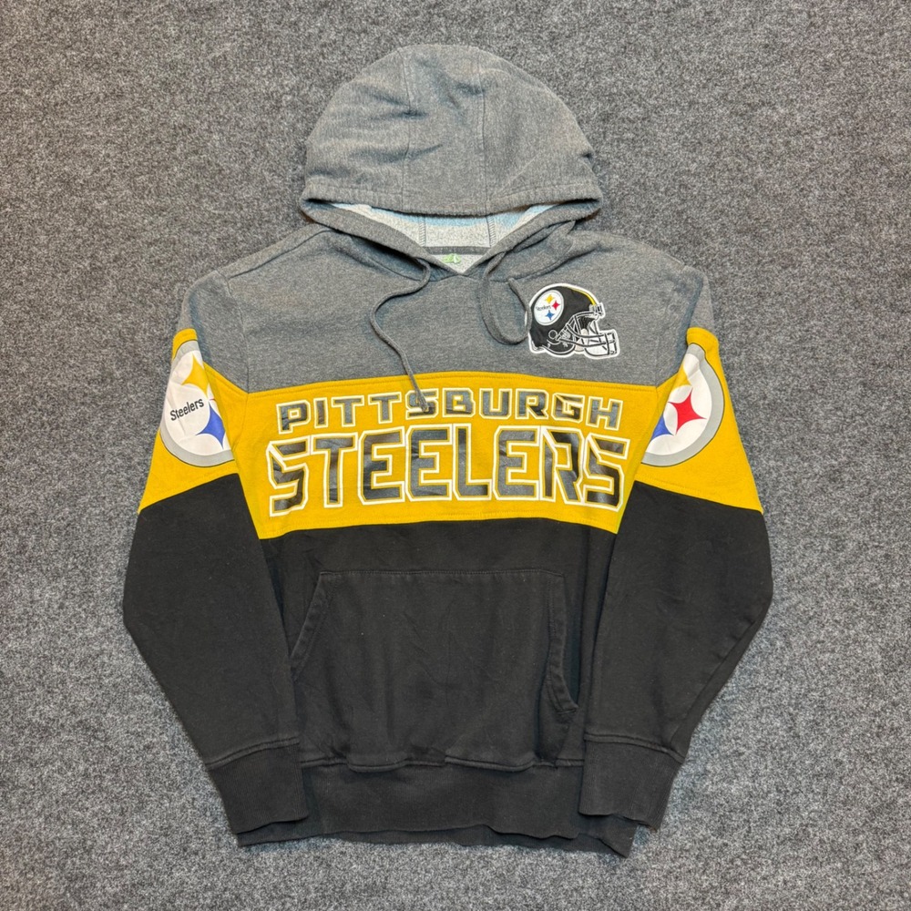 Starter Pittsburgh Steelers Hoodie Mens Large Grey Yellow Black Colorblock NFL